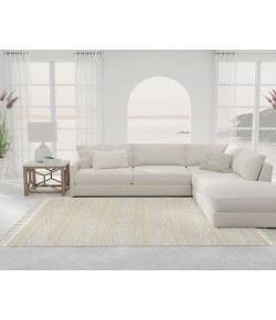 Mason Brooks Catalan IB70A Eden White Geometric Transitional Tan Area Rug, 8 ft. 3 in. X 10 ft. 0 in.