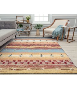 Rugs America Jaelyn JD25A Warm Horizon Tribal Bohemian Yellow Area Rug, 5 ft. 3 in. X 7 ft. 0 in.