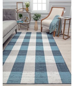 Rugs America Jaelyn JD65A Bedford Check Modern Contemporary Blue Area Rug, 2 ft. 6 in. X 8 ft.