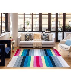 Elizabeth Sutton Maze MI15A Flying Colors Stripe Mordern Multicolor Area Rug, 5 ft. 3 in. X 7 ft. 0 in.