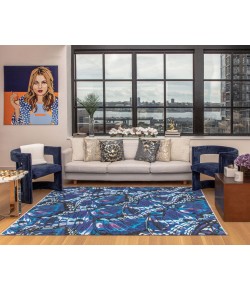 Elizabeth Sutton Maze MI30B Morpho Blue Abstract Modern Blue Area Rug, 7 ft. 10 in. X 10 ft. 0 in.