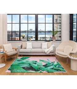 Elizabeth Sutton Maze MI50C Pink Palm Floral Modern Pink Area Rug, 7 ft. 10 in. X 10 ft. 0 in.