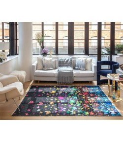 Elizabeth Sutton Maze MI55B Winging It Graphic Modern Black Area Rug, 2 ft. 7 in. X 8 ft.