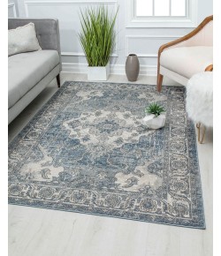 Rugs America Ludlow MD50B Silver Estate Transitional Vintage Blue Area Rug, 2 ft. 6 in. X 8 ft.