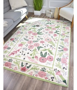 Rugs America Hanna VA30C Gardenia Pink Ivory Floral Transitional White Area Rug, 9 ft. X 12 ft.