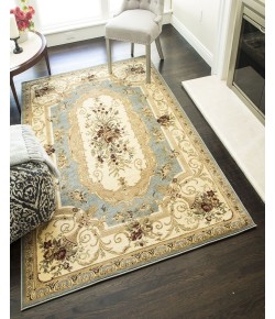 Rugs America Faith 2513-LBL Aubusson Light Blue European Traditional Blue Area Rug, 7 ft. 10 in. X 10 ft. 10 in.