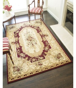 Rugs America Faith 2513-RED Aubusson Red European Traditional Red Area Rug, 7 ft. 10 in. X 10 ft. 10 in.