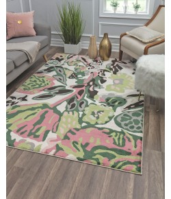 Rugs America Hanna VA15B May Flowers Floral Transitional White Area Rug, 2 ft. X 4 ft.