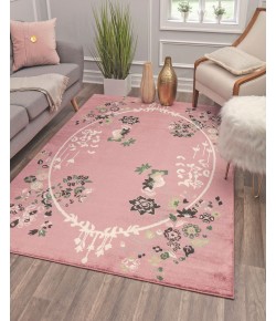Rugs America Hanna VA20C Pink Magnolia Floral Transitional Pink Area Rug, 8 ft. X 10 ft.