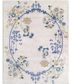 Rugs America Hanna VA20D Gold Magnolia Floral Transitional White Area Rug, 5 ft. X 7 ft.