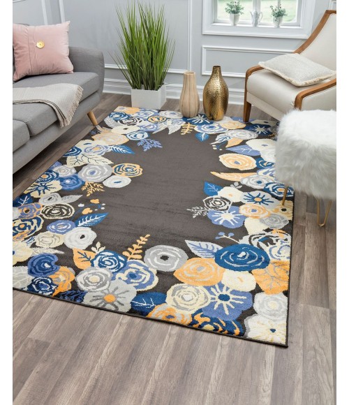 Rugs America Hanna RA28505 Black Area Rug 8 ft. x 10 ft. Rectangle
