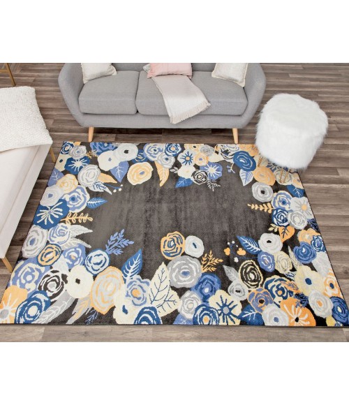 Rugs America Hanna RA28505 Black Area Rug 8 ft. x 10 ft. Rectangle