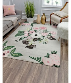 Rugs America Hanna VA40C Rose Garden Gray Floral Transitional Beige Area Rug, 9 ft. X 12 ft.