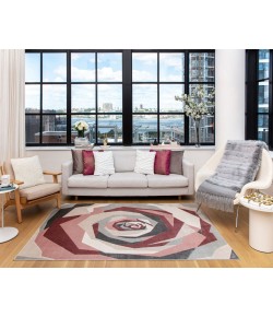 Elizabeth Sutton Vela VE10C Cheery Blossom Floral/Geometric Modern Pink Area Rug, 8 ft. 0 in. X 10 ft. 0 in.