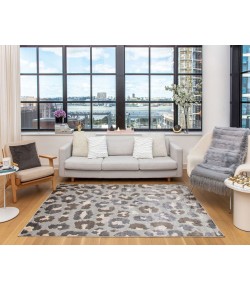 Elizabeth Sutton Vela VE45B Ferocious Animal/Abstact Bohemian Gray Area Rug, 8 ft. 0 in. X 10 ft. 0 in.