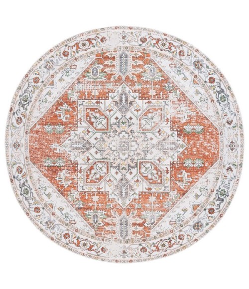 Safavieh Arizona ARZ120 Ivory / Rust 6' X 6' Round Area Rug