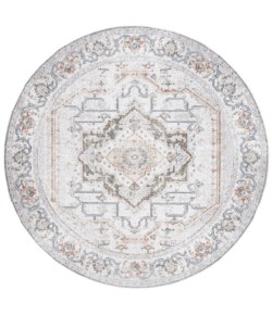 Safavieh Baltimore BAL854 Light Grey / Rust 6'-7" X 6'-7" Round Area Rug