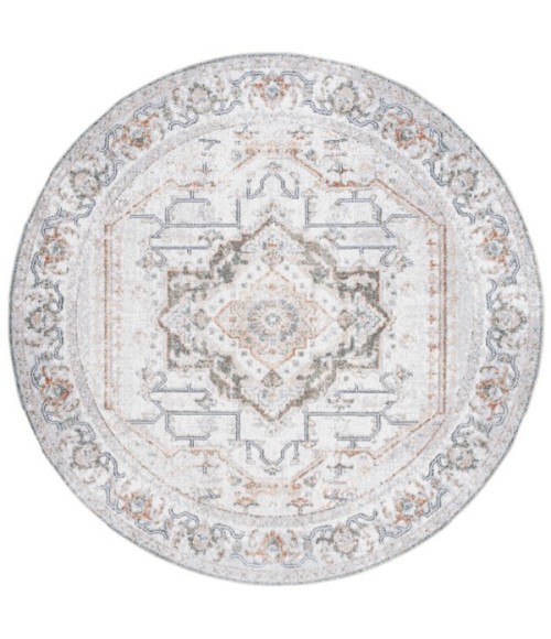 Safavieh Baltimore BAL854 Light Grey / Rust 6'-7" X 6'-7" Round Area Rug