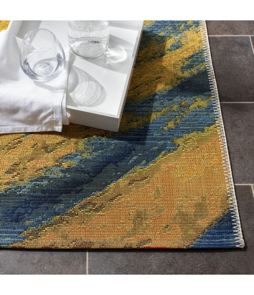 Safavieh Barbados BAR510 Blue / Gold 8' X 8' Round Area Rug