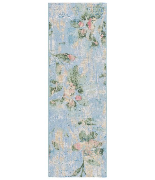 Safavieh Barbados BAR522 Light Blue / Green 2'-8" X 8' Runner Area Rug