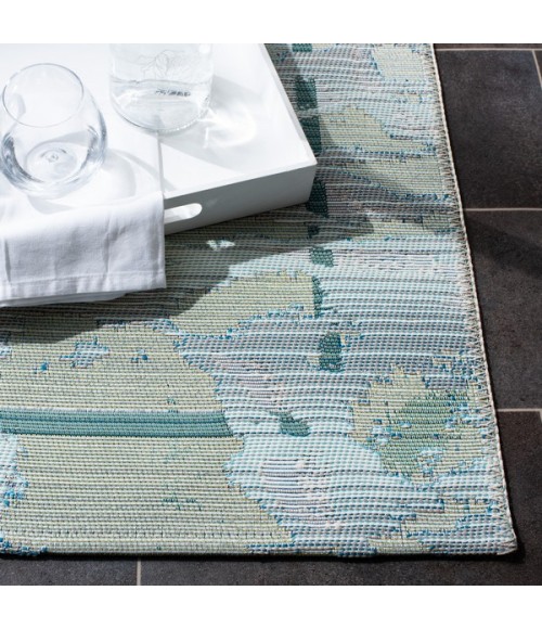 Safavieh Barbados BAR535 Teal / White 2'-8" X 8' Runner Area Rug