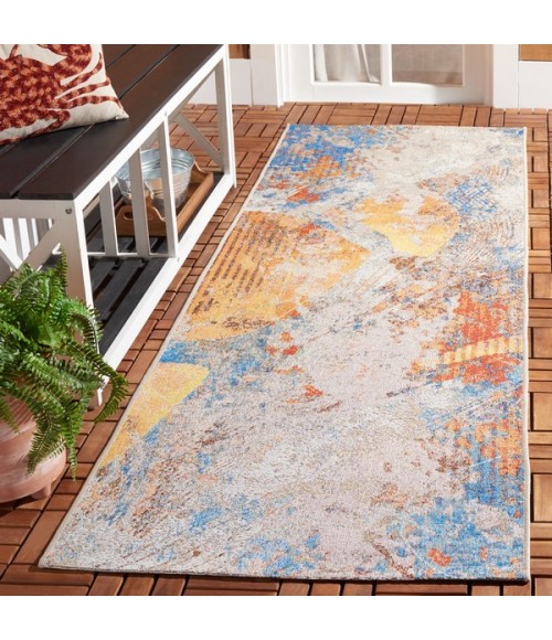 Safavieh Barbados BAR536 Blue / Rust 2'-8" X 8' Runner Area Rug