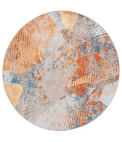 Safavieh Barbados BAR536 Blue / Rust 6'-6" X 6'-6" Round Area Rug