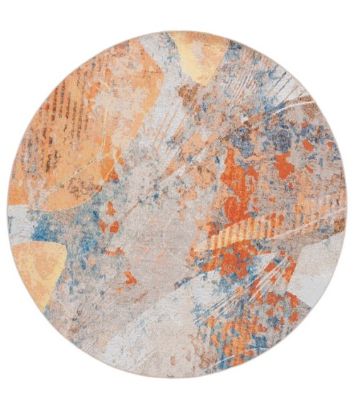 Safavieh Barbados BAR536 Blue / Rust 6'-6" X 6'-6" Round Area Rug
