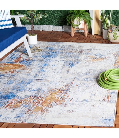 Safavieh Barbados Area Rug BAR537A-9 Safavieh Barbados BAR537 Ivory / Blue Rust 9'-10" x 12'-5" Rectangle Area Rug