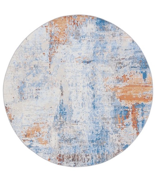 Safavieh Barbados BAR537 Ivory / Blue Rust 6'-6" X 6'-6" Round Area Rug