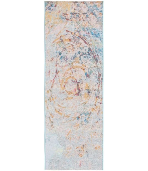 Safavieh Barbados BAR538 Light Blue / Yellow Rust 2'-8" X 8' Runner Area Rug
