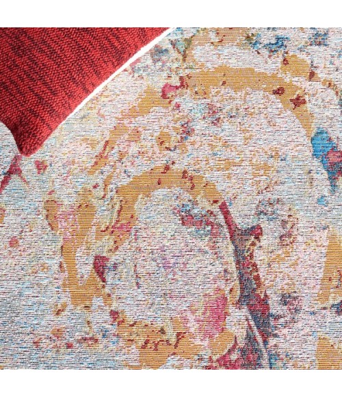 Safavieh Barbados BAR538 Light Blue / Yellow Rust 6'-6" x 6'-6"Square Square Area Rug