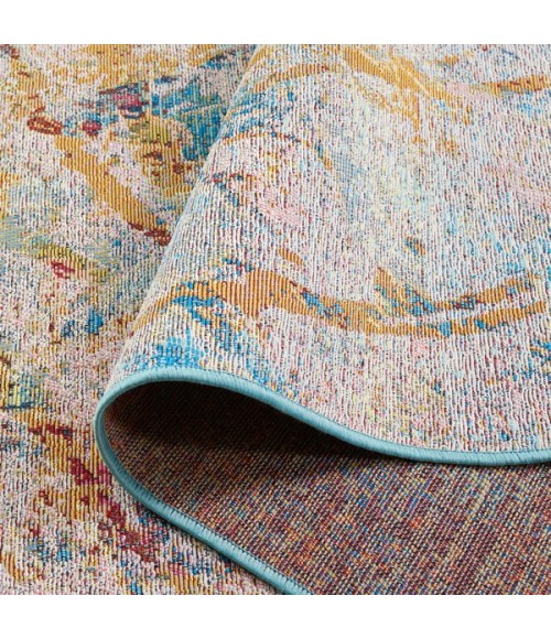 Safavieh Barbados BAR538 Light Blue / Yellow Rust 6'-6" x 6'-6"Square Square Area Rug