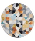 Safavieh Barbados BAR539 Ivory Black / Blue Rust 6'-6" X 6'-6" Round Area Rug