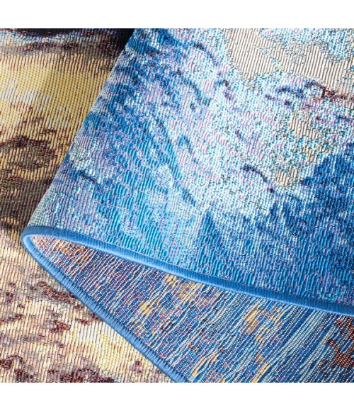 Safavieh Barbados BAR540 Blue / Rust Gold 6'-6" x 6'-6"Square Square Area Rug