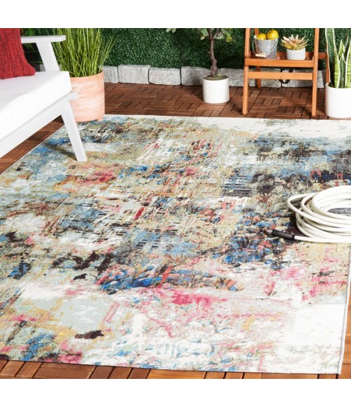 Safavieh Barbados BAR544 Green Ivory / Black Rust 5'-3" X 7'-6" Rectangle Area Rug
