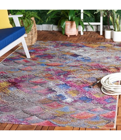 Safavieh Barbados BAR547 Grey Purple / Blue Gold 5'-3" X 7'-6" Rectangle Area Rug