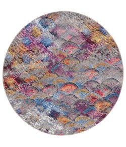 Safavieh Barbados BAR547 Grey Purple / Blue Gold 6'-6" X 6'-6" Round Area Rug