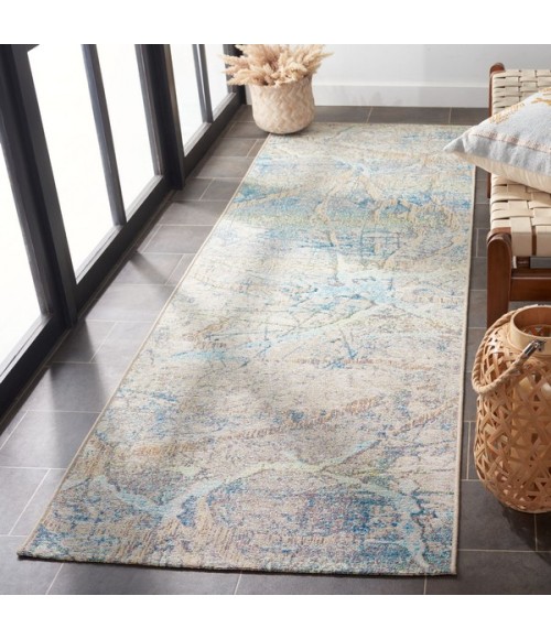Safavieh Barbados BAR548 Ivory Blue / Green 2'-8" X 8' Runner Area Rug