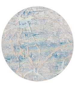 Safavieh Barbados BAR548 Ivory Blue / Green 6'-6" X 6'-6" Round Area Rug
