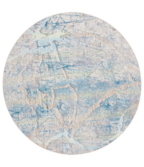 Safavieh Barbados BAR548 Ivory Blue / Green 6'-6" X 6'-6" Round Area Rug