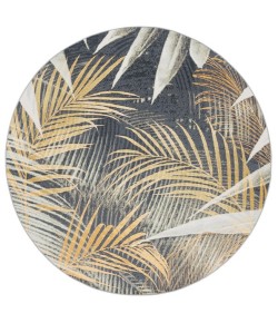 Safavieh Barbados BAR549 Black Green / Gold 6'-6" X 6'-6" Round Area Rug