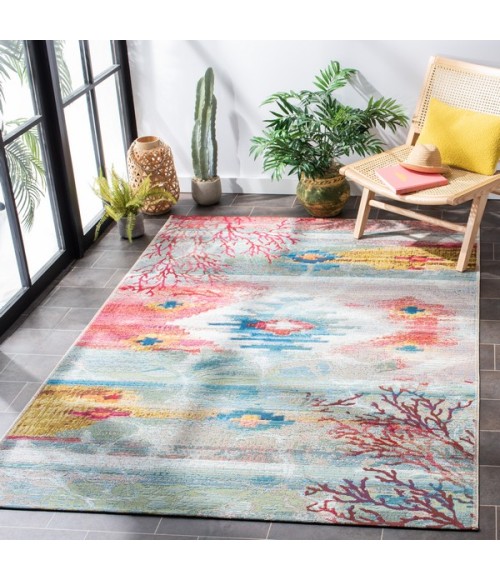 Safavieh Barbados BAR554 Light Blue / Pink 6'-6" x 9'-4" Rectangle Area Rug