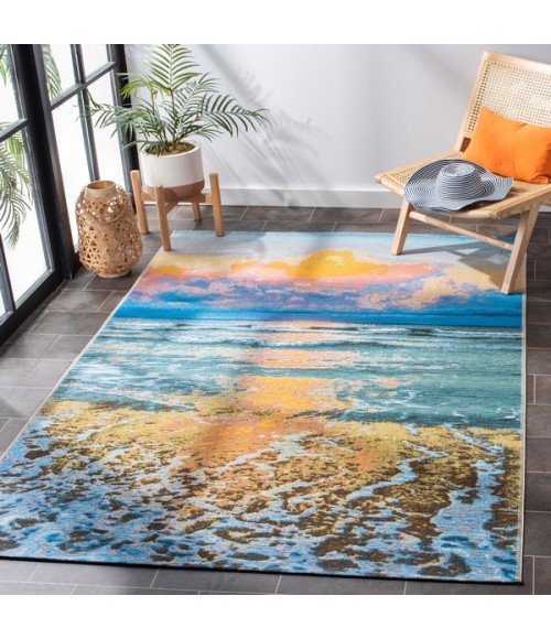 Safavieh Barbados BAR581 Gold / Blue 3'-3" X 5'-3" Rectangle Area Rug
