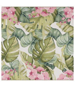 Safavieh Barbados BAR596 Green / Pink 6'-6" x 6'-6"Square Square Area Rug