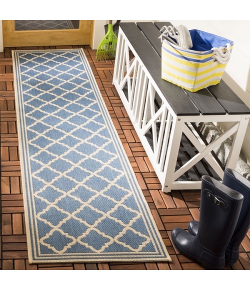 Safavieh Beach House BHS121 Blue / Creme 2'-2" X 6' Runner Area Rug