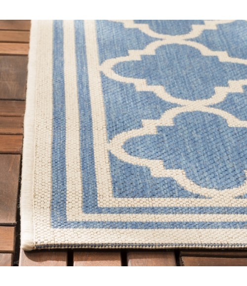Safavieh Beach House BHS121 Blue / Creme 4' X 4' Round Area Rug