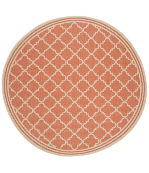 Safavieh Beach House BHS121 Rust / Creme 6'-7" X 6'-7" Round Area Rug