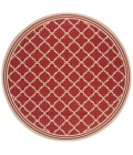 Safavieh Beach House BHS121 Red / Creme 6'-7" X 6'-7" Round Area Rug