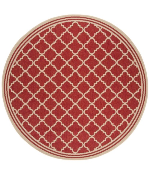 Safavieh Beach House BHS121 Red / Creme 6'-7" X 6'-7" Round Area Rug